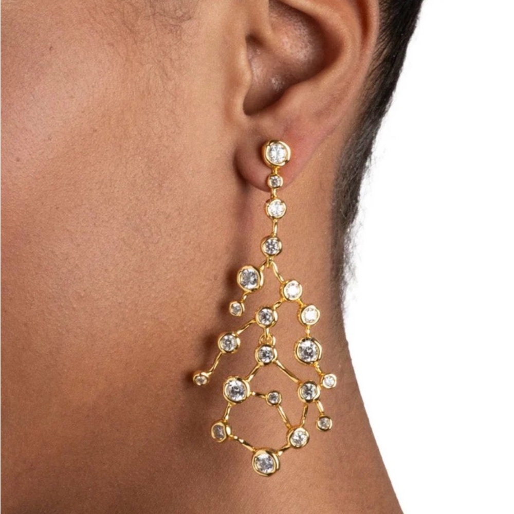 Alexis Bittar Gold and Silver Crystal Earrings